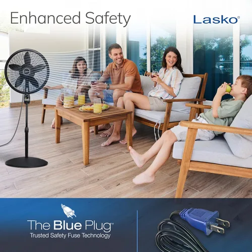 Vista 14 de Ventilador con 3 velocidades Lasko 18 pulgadas eficiente de la energía Swirling Cyclone Grill Pedestal control remoto incluido gratis