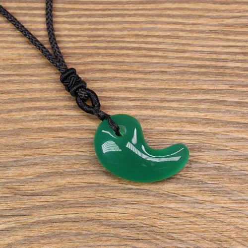 Vista 7 de Collar con dije Amorwing, de tres tesoros sagrados, magatama, sin metal, Verde, N300-4