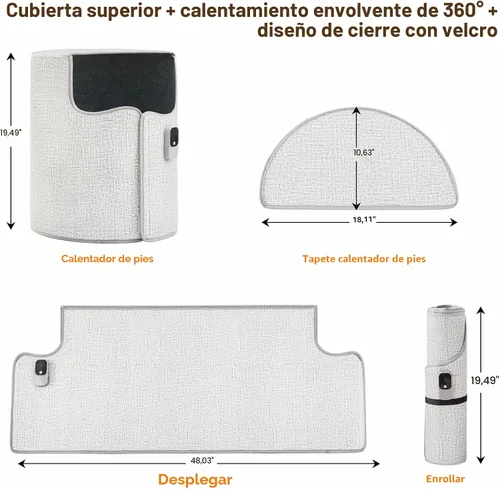 Vista 6 de Calentador bajo el escritorio y calentador de espacio para uso interior, calentador de piernas y pies para oficina en casa, silencioso, pequeño