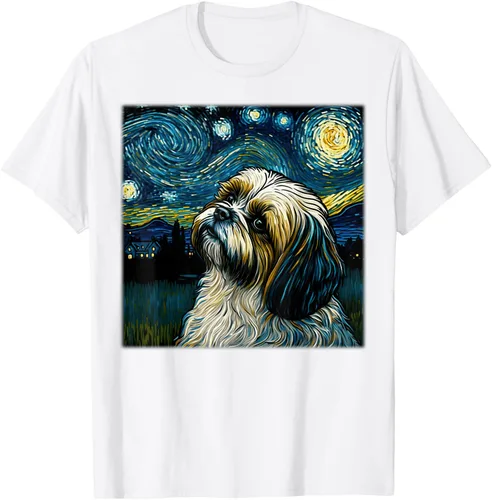 Vista 85 de Camiseta Surrealism Starry Night Shih Tzu Dog