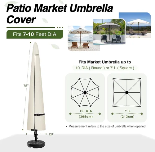 Vista 2 de Cubierta para sombrilla de patio Porch Shield - Cubiertas impermeables para parasol de jardín al aire libre para paraguas de mercado de 7 a 10 pies