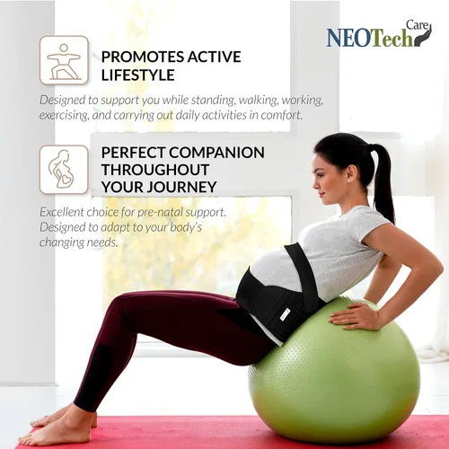 Vista 30 de NeoTech Care Cinturón de maternidad para embarazo, soporte para espalda, abdomen, cintura, pelvis (talla L, color marfil)