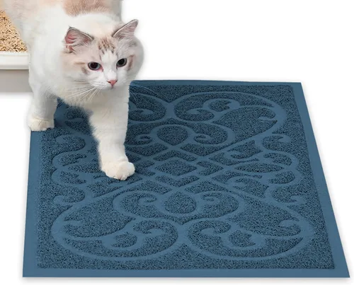 Vista 17 de PetLike - Alfombrilla que atrapa la arena cuando los gatos salen de la caja de arena, alfombrilla que pueden usar los gatos para comer, es suave