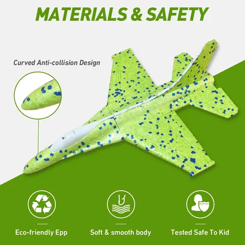 Vista 6 de Paquete de 3 juguetes lanzadores de aviones, espuma LED de 13.2 pulgadas 2025 caza F-15 Eagle y avión planeador catapulta para niños, juguetes