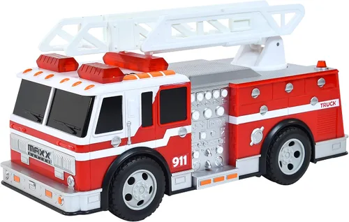 Vista 6 de Sunny Days Entertainment Maxx Action 12’’ Gran camión de bomberos – Vehículo con luces y sonidos con escalera extensible Accionamiento motorizado