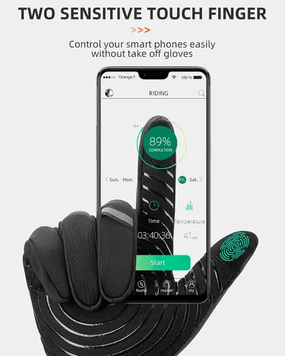Vista 4 de ROCKBROS Guantes de ciclismo de invierno para hombre, guantes térmicos para correr para clima frío, guantes de esquí de invierno, guantes de nieve