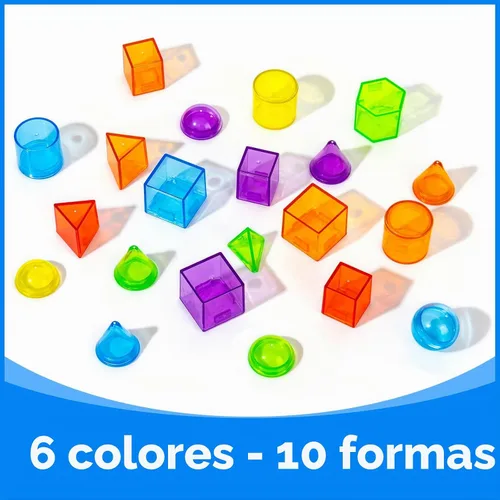 Vista 6 de 60 piezas de formas 3D para enseñanza - Manipulativos de mesa ligera - Formas geométricas para el aula