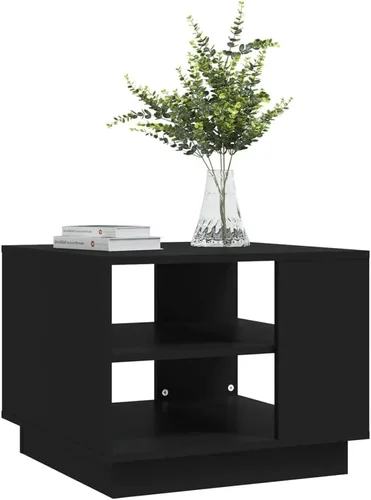 Vista 5 de Black Engineered Wood Coffee Table, 21.7" Square Modern Living Room Accent Table with Storage Shelf, Indoor Use, Easy Assembly