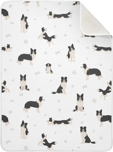 Vista 18 de Ollabaky Manta de algodón de perro pastor australiano para niños y niñas, manta de algodón para cuna, cochecito de bebé, manta de recepción unisex