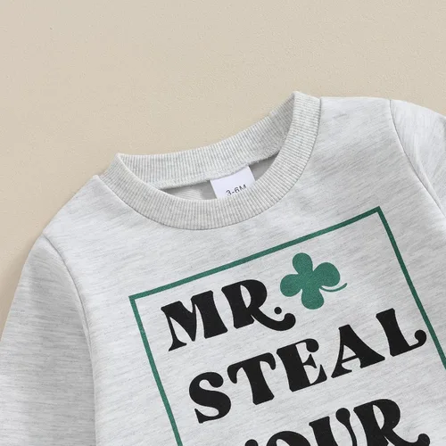 Vista 4 de Ropa para el día de San Valentín para bebé, sudadera de manga larga con letras, pantalones deportivos elásticos para otoño e invierno