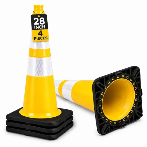 Vista 8 de BESEA Paquete de 4 conos de tráfico azules de 12 pulgadas con collar reflectante de 4 pulgadas, conos de seguridad de PVC resistentes con base