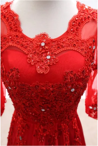Vista 4 de Vestido de noche formal para mujer, manga 12, 2020, apliques de boda, fiesta de baile, AWY2