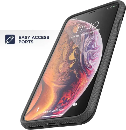 Vista 4 de ENCASED Funda tipo cartera para iPhone Xs Max (2018) con tarjetero (capacidad para 3 tarjetas de crédito) (negro)