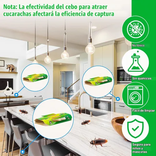Vista 6 de Qualirey Trampas adhesivas para cucarachas para interiores, con pegamento para cucarachas, infestación de cucarachas, para interiores, hogar