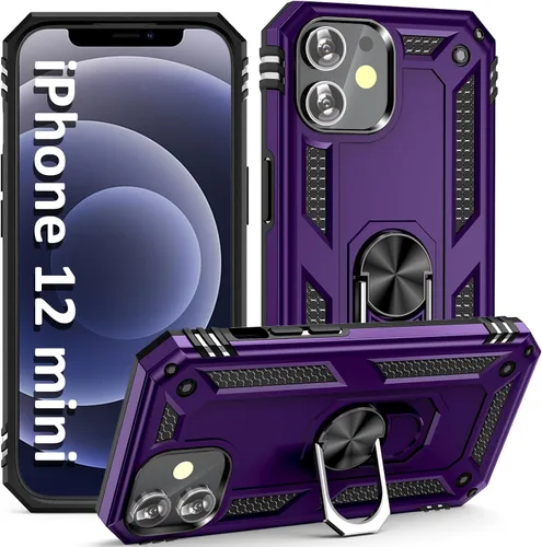 Vista 15 de ADDIT i Phone 12 Mini - Funda para iPhone 12 Mini, con anillo de soporte, soporte ajustable, grado militar, protección resistente, a prueba