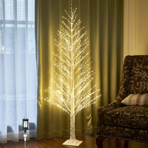 Vista 7 de LITBLOOM Árbol Alpino Iluminado de 4 pies con 450 luces LED de hadas, árbol de ramitas marrones con luces para decoración de Acción de Gracias