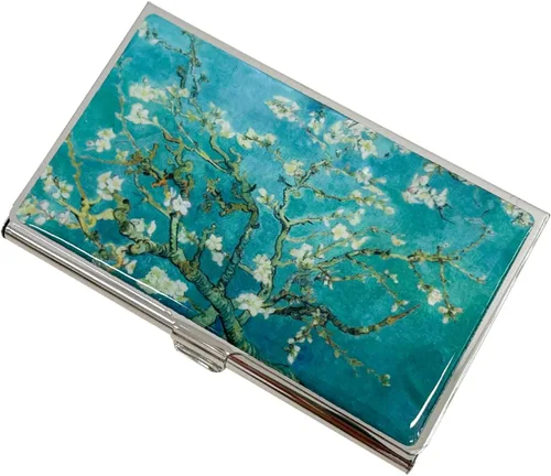 Vista 3 de Estuche para Tarjetas de Visita de Nácar Portador de Tarjetas de Crédito Identificación y Nombre Cartera de Viaje Diseño de Pintura Artística Metal