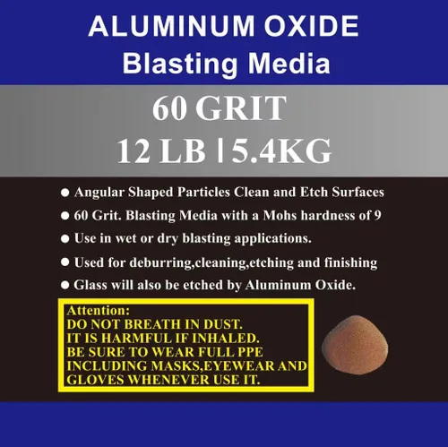 Vista 3 de Óxido de aluminio – 12 libras – Medios abrasivos de chorro de arena media a fina para gabinetes de voladura o pistolas de granallado. Grano #60