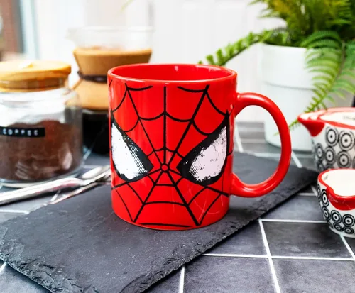 Vista 3 de Silver Buffalo Marvel Comics Spider-Man - Taza de cerámica clásica con máscara Capacidad para 20 onzas