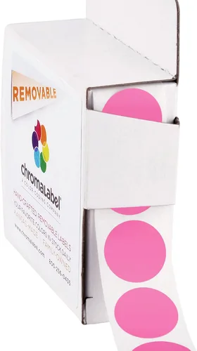 Vista 22 de ChromaLabel Puntos adhesivos extraíbles, 3/4 pulgadas amarillo, 1000/caja
