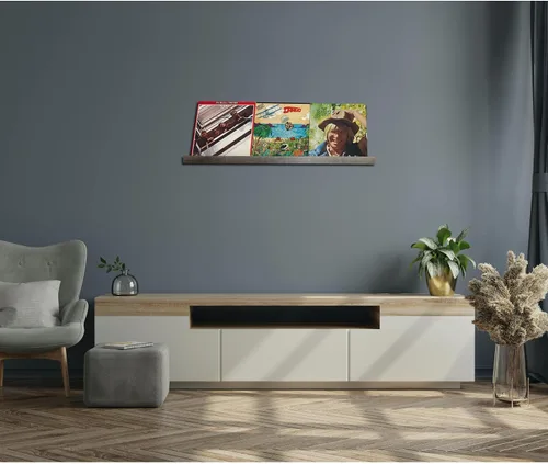 Vista 3 de BARNWOODUSA - Estante flotante de pared de 36 pulgadas, 3 pies extra largo y estrecho, madera recuperada para fotos, accesorios no incluidos, gris