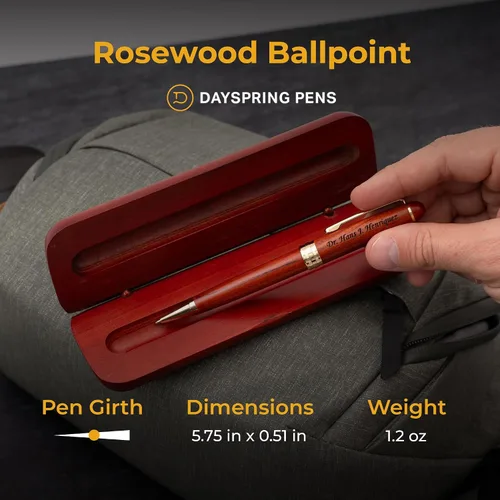 Vista 5 de Dayspring Pens Bolígrafo y estuche de madera médica grabada Diseño caduceo con grabado de nombre personalizado Regalo para médicos, enfermeras