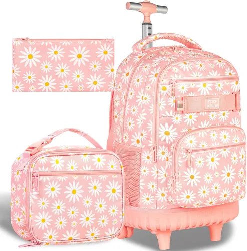 Vista 18 de Mochila con ruedas para niños, bolsa de libros con ruedas para hombres Azul