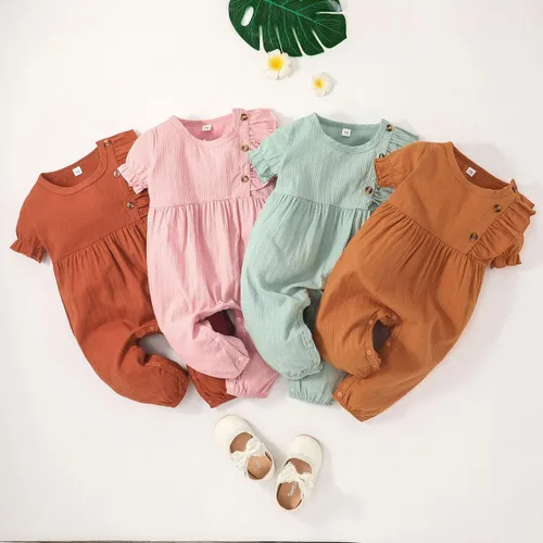 Vista 7 de Cecobora Conjunto de ropa de algodón y lino para bebés recién nacidos y niñas