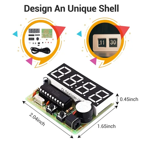 Vista 5 de MiOYOOW Kits de reloj digital de 4 dígitos con PCB, kit de proyecto de soldadura de reloj de alarma DIY para aprender soldadura electrónica