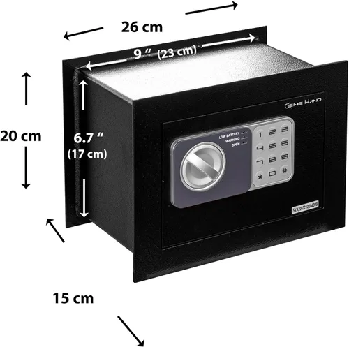 Vista 3 de Genie Hand Caja de seguridad antirobo, apertura controlada con temporizador, bloqueo de clase B, tecnología antirebote y llaves de apertura