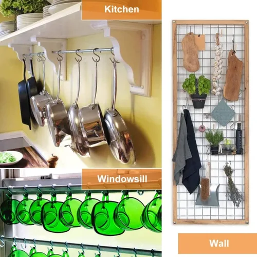 Vista 8 de TOPIND Paquete de 20 ganchos en S de 2.4 pulgadas, ganchos colgantes en S de acero resistente para cocina, taller, baño, jardín, estante para ollas