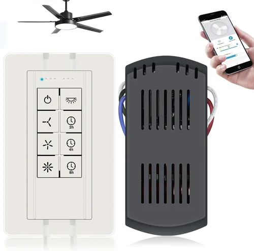 Vista 3 de Kit de control remoto universal para ventilador de techo con receptor Replacement for Hunter Harbor Breeze Hampton Bay, 3-Speed Light Dimmer