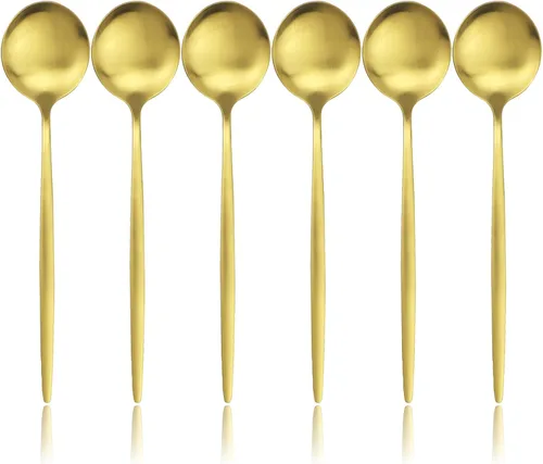 Vista 14 de Juego de 6 tenedores de postre de acero inoxidable de 3 dientes, juego de tenedores para frutas y tartas, 5.31 pulgadas, dorado