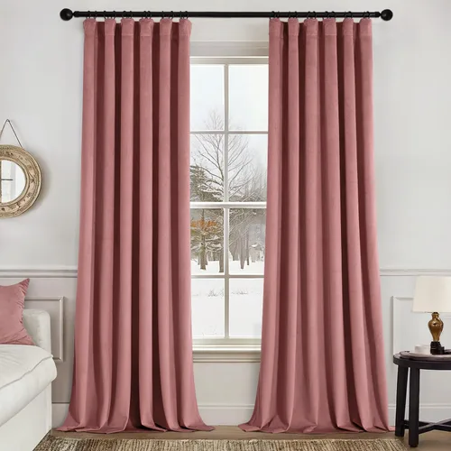 Vista 33 de MIULEE Cortinas de terciopelo de 84 pulgadas de largo, juego de 2 paneles para dormitorio, con pestaña trasera plisada, de lujo, aislamiento