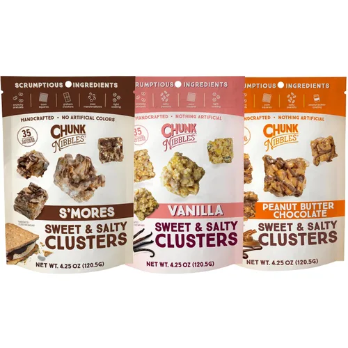 Vista 15 de Chunk Nibbles S'mores Snack Clusters - Golosinas inspiradas en fogatas con malvaviscos, galletas Graham, pretzels y chocolate, lote pequeño, hecho a
