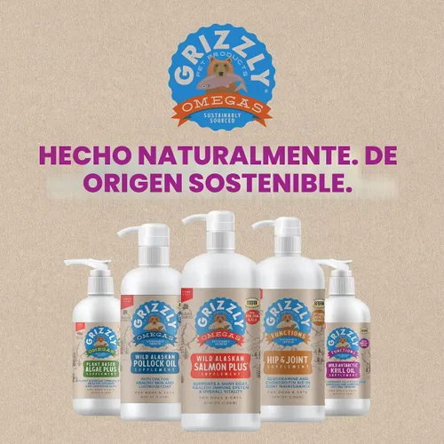 Vista 8 de Grizzly Wild - Suplemento antioxidante natural de aceite de krill antártico para perros, 8 onzas