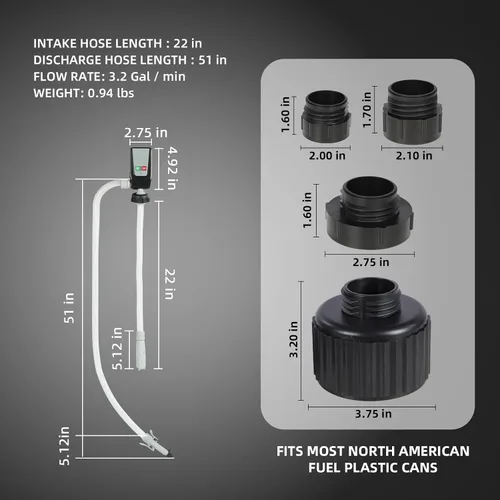 Vista 6 de Bomba de transferencia de combustible Humberto, bomba de transferencia de gas con parada automática, 3.2 GPM, batería AA/12V DC 3 modos de potencia