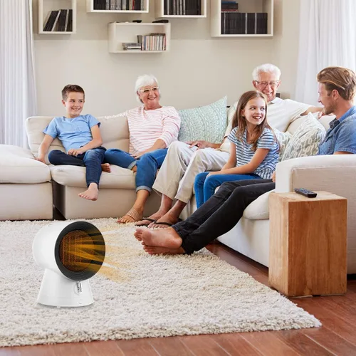 Vista 2 de COSTWAY Combinado Calentador y Ventilador 2 en 1, Calentador Eléctrico Portátil de Cerámica de 1500W con Calentamiento Rápido y Modo Ventilador
