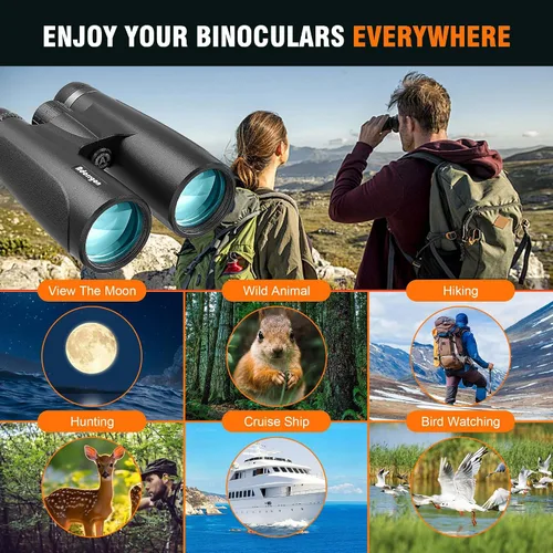 Vista 6 de Binoculares HD de 12x54 para adultos de alta potencia - Binoculares con prisma BAK4 de gran campo visual con visión clara con poca luz - Binoculares