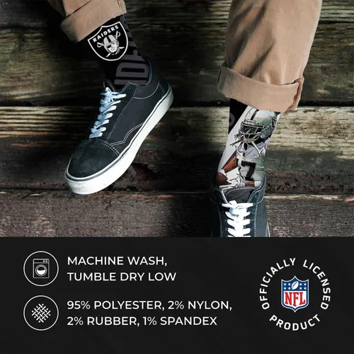 Vista 2 de For Bare Feet NFL Adult Player Stripe Sock - Premium Quality Poly Spandex Blend - Unisex- Stay Comfortable