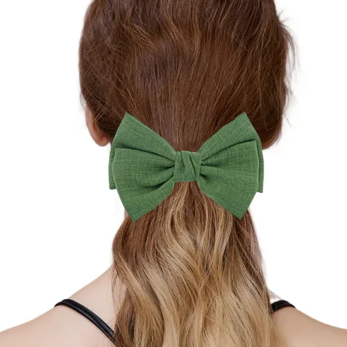 Vista 2 de Paquete de 6 pinzas de lazo de color sólido de 5.2 pulgadas para mujer, pasadores para el cabello, accesorios para el cabello