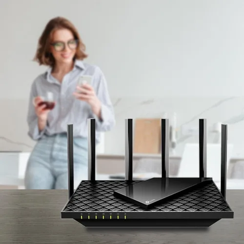 Vista 2 de TP-Link AX5400 WiFi 6 Router (Archer AX73) - Router de Internet inalámbrico Gigabit de doble banda para transmisión, cobertura de largo alcance