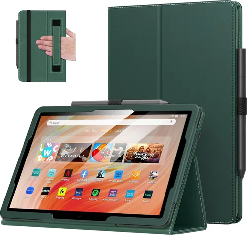 Vista 20 de MoKo - Funda para tablet Kindle Fire HD 10 y 10 Plus (11.ª generación, versión 2021), diseño delgado y plegable con función de encendido y apagado