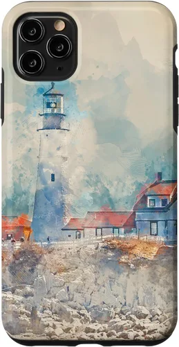 Vista 13 de iPhone 16 Artistic Lighthouse Painting Case