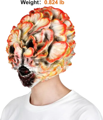 Vista 3 de Pigmiss Last US Clicker Máscara de Halloween de hongos aterradores máscara de látex de cabeza completa espeluznante disfraz de cosplay novedad zombi