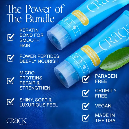 Vista 4 de CRACK HAIR FIX - Set de champú y acondicionador para tratamiento limpio y soaper (10 oz)