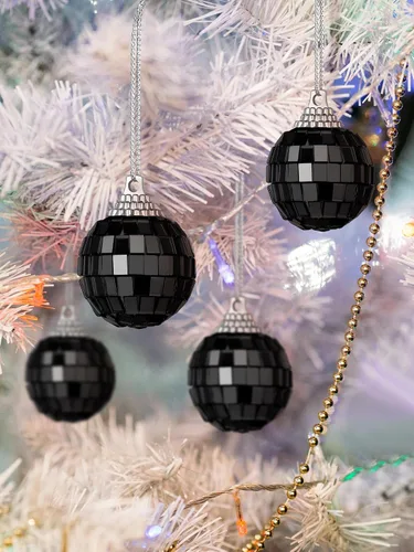 Vista 2 de BBTO 24 mini bolas de discoteca de los años 70, decoración de árbol para colgar, espejo reflectante, decoración de bola de discoteca para Halloween