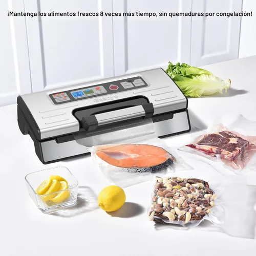 Vista 9 de Gasbye Máquina selladora al vacío de precisión de 95 kPa, doble sellado térmico para alimentos secos/húmedos, mango de fácil bloqueo, almacenamiento