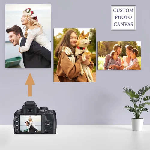 Vista 4 de Impresiones en lienzo personalizadas con tus fotos, imagen personalizada sobre lienzo, regalos personalizados con marco de pared para aniversario