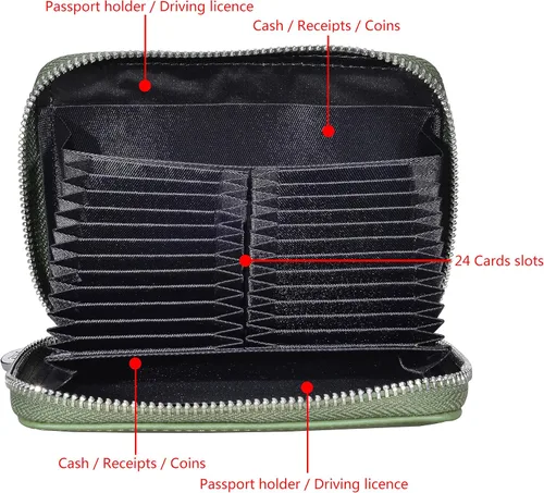 Vista 4 de Easyoulife Funda de cuero genuino para tarjetas de crédito RFID Travel Passport Wallet